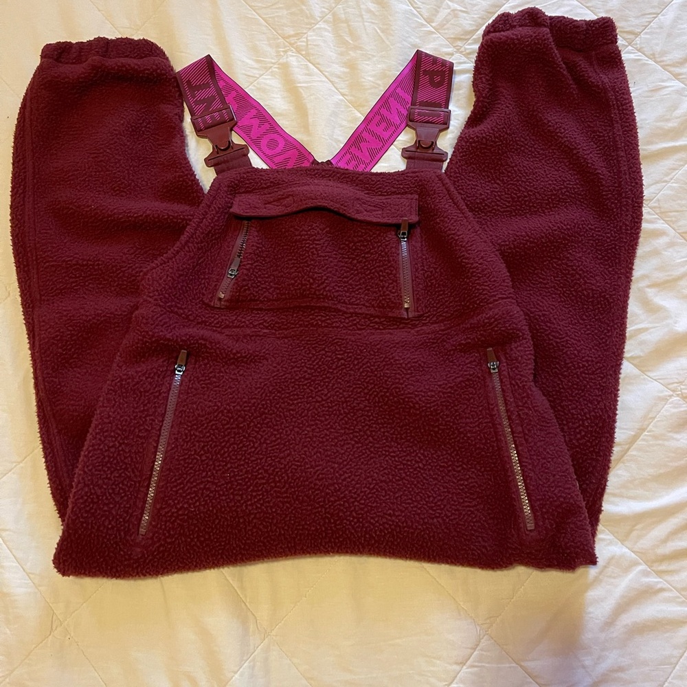 FP Movement by Free People Burgundy Fleece Jumpsuit